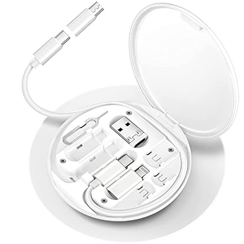 ZALUJMUS Multifunctional Data Cable Storage Box Adaptor for USB-C and Micro-USB Devices Universal Data Transfer Cable (White)