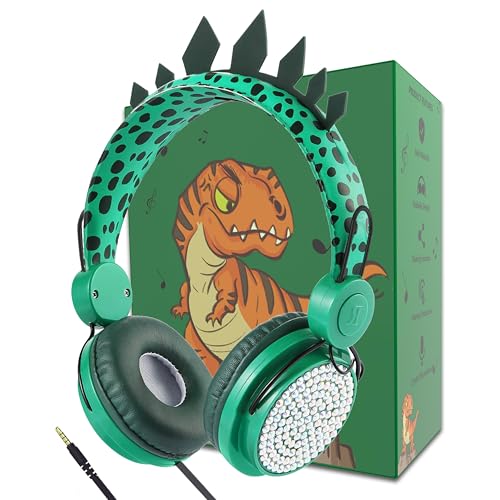 charlxee Kids Headphones,Dinosaurs Wired Headsets for Boys&Girls,Built-in Mic&On/Over Ear HD Stereo for Online Study/School/Tablet with Nylon Cable…