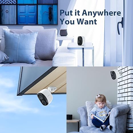 Zmodo 4 Security Cameras - Indoor Mini Pro + Wireless Outdoor/Indoor Battery Cam - Night Vision, AI Motion Detection, 2-Way Audio, Alexa Compatible