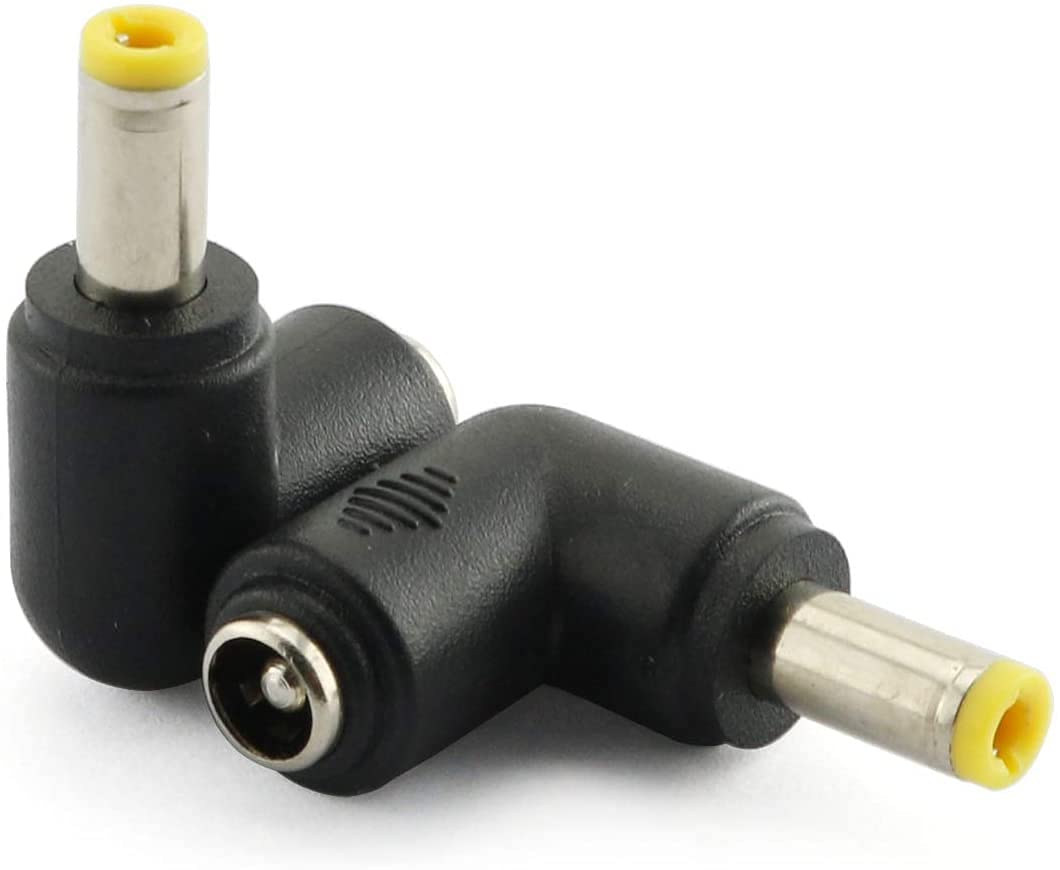 Longdex 4pcs 90 Degree 5.52.1 Mm Male Jack to 5.52.5MM Female Plug Right Angle L Shaped DC Power Connector Adapter for Laptop