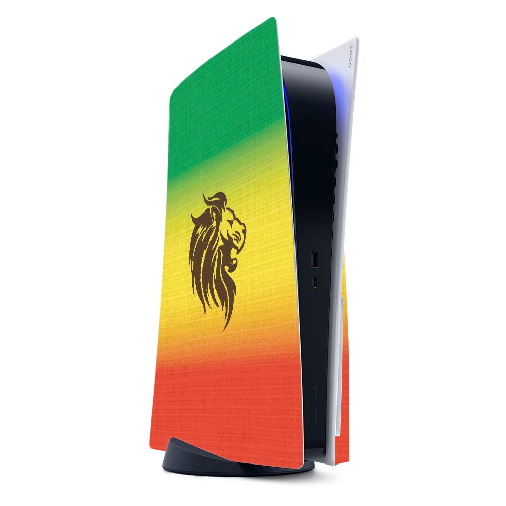 MightySkins Gaming Skin for PS5 / Playstation 5 - Rasta Lion | Protective Viny wrap | Easy to Apply and Change Style | Made in The USA