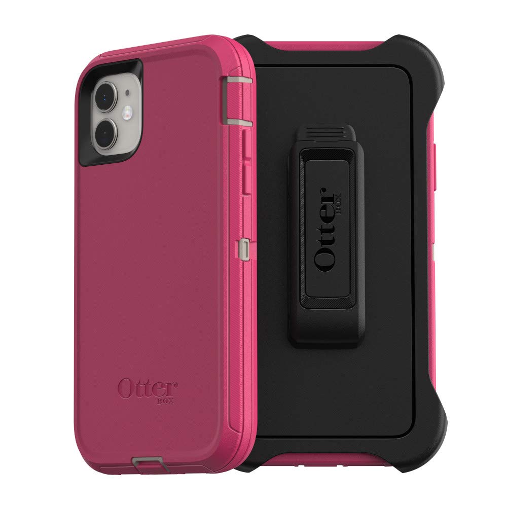 OtterBox iPhone 11 Defender Series Case - Love Bug (Raspberry Pink) (Dove/Raspberry), Rugged & Durable, with Port Protection, Includes Holster Clip