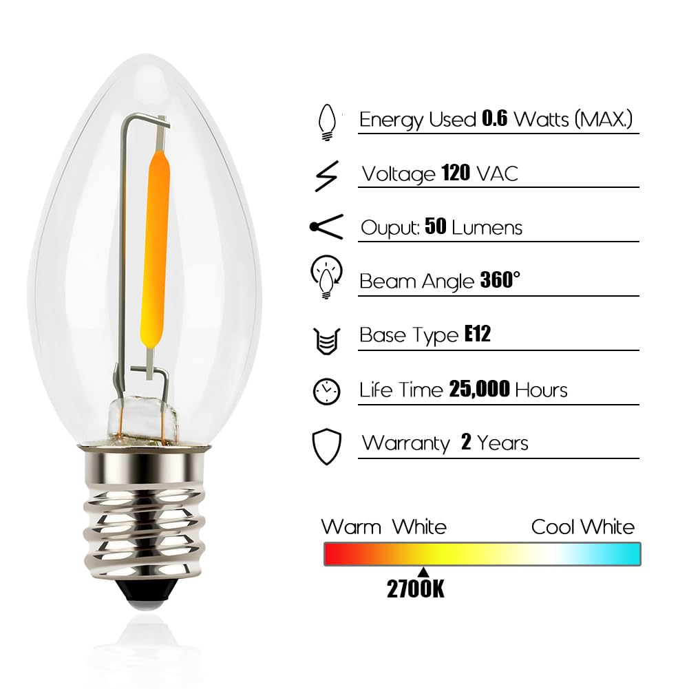 Emotionlite C7 LED Candelabra Bulbs, E12 Base, Warm White 2700K, 4 Pack