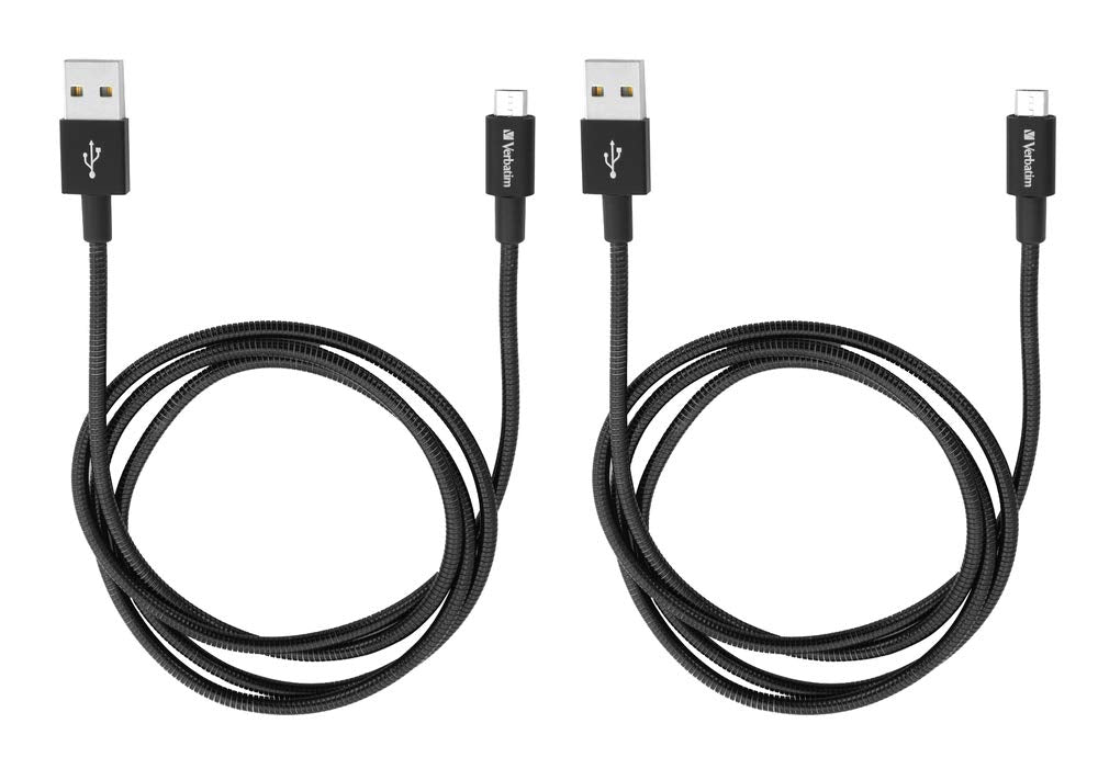 Verbatim Lightning USB Charging Cable, Pack of 2, Black, 2 x 100 cm, Robust Charging Cable with Kink Protection for iPhone Models, Lightning Cable…