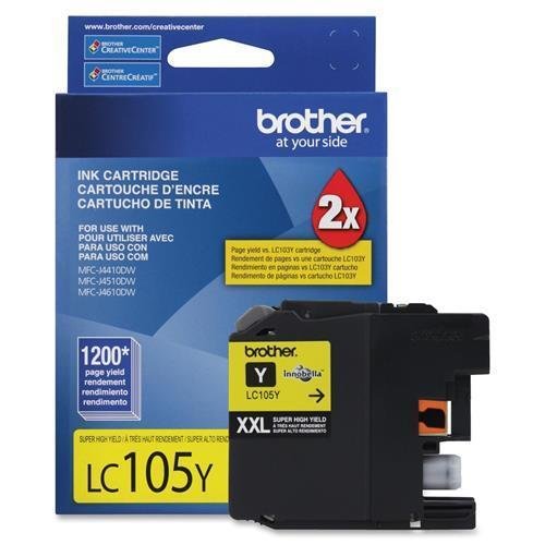LC105Y Brother Innobella LC105Y Ink Cartridge - Yellow - Inkjet - 1200 Page - 1 Each