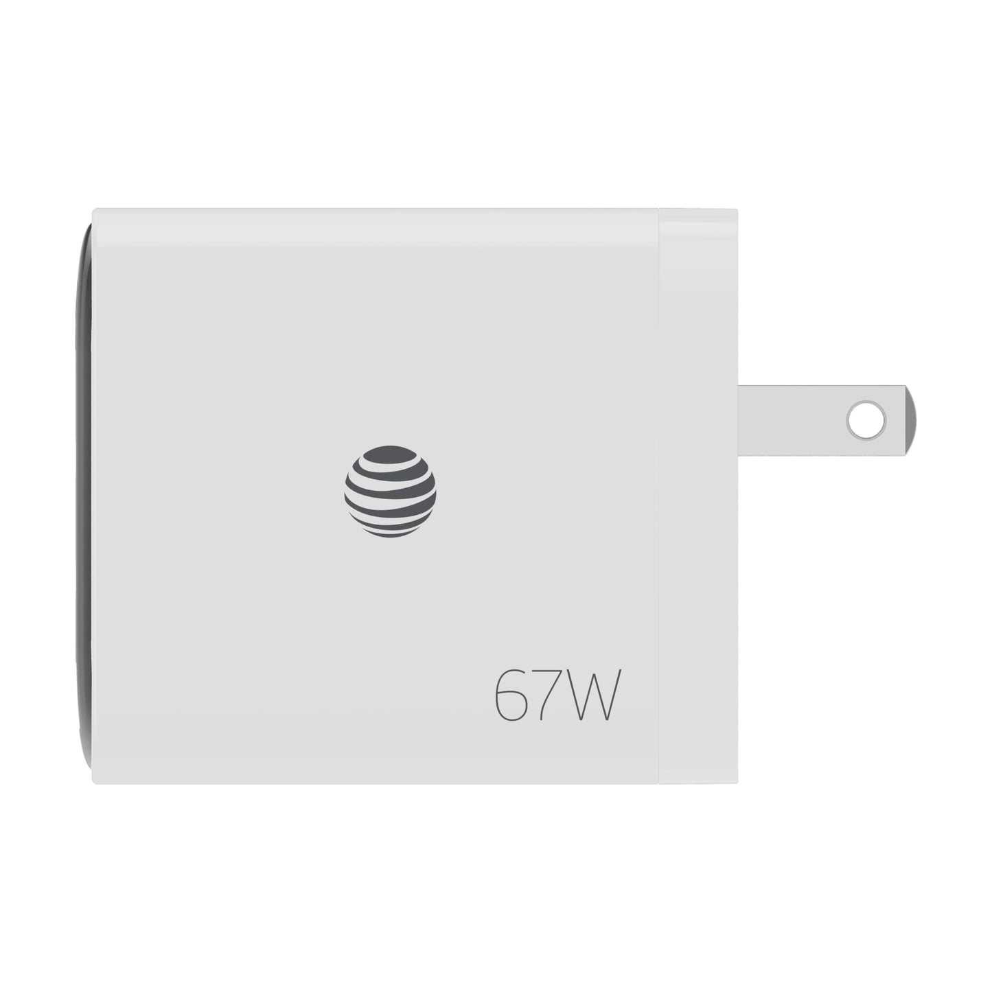 AT&T Essentials Multi Port 67W GaN Wall Charger with LED Display (2 USBC + 1 USBA) - White
