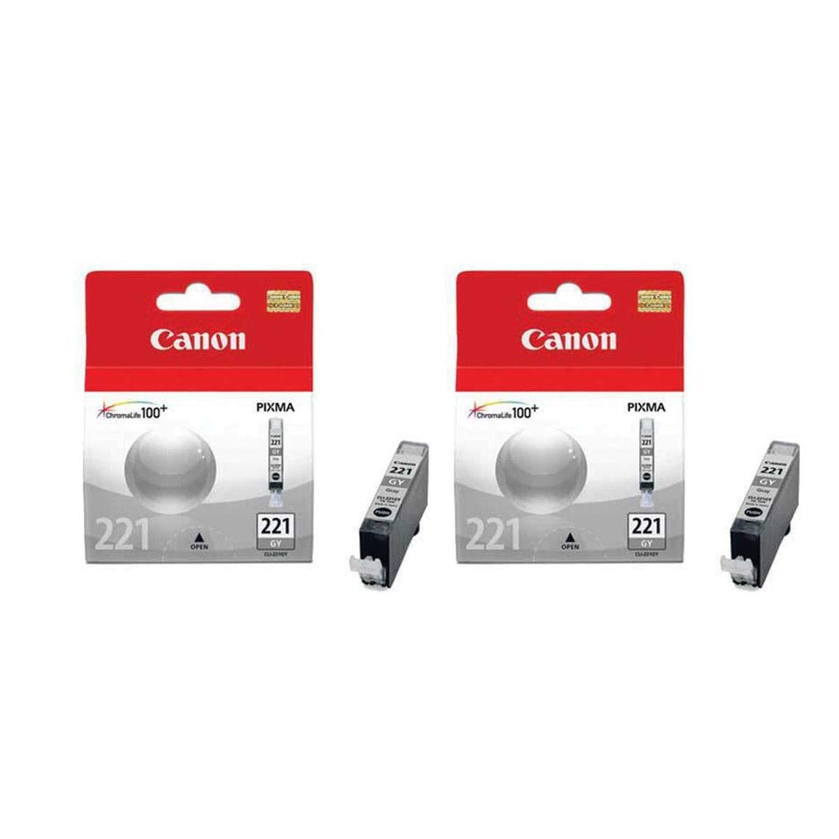 Canon 2 Pack CLI-221GR Gray Ink Tank for Pixma Inkjet Printer for MP980, MP990