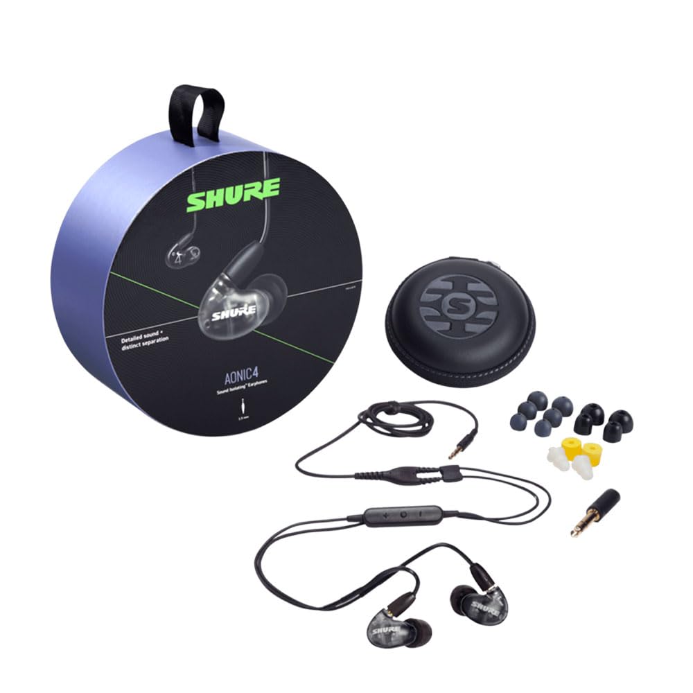 Shure AONIC 4 Wired Sound Isolating Earbuds, Detailed Sound, Dual-Driver Hybrid, Secure In-Ear Fit, Detachable Cable, Durable Quality, Compatible…