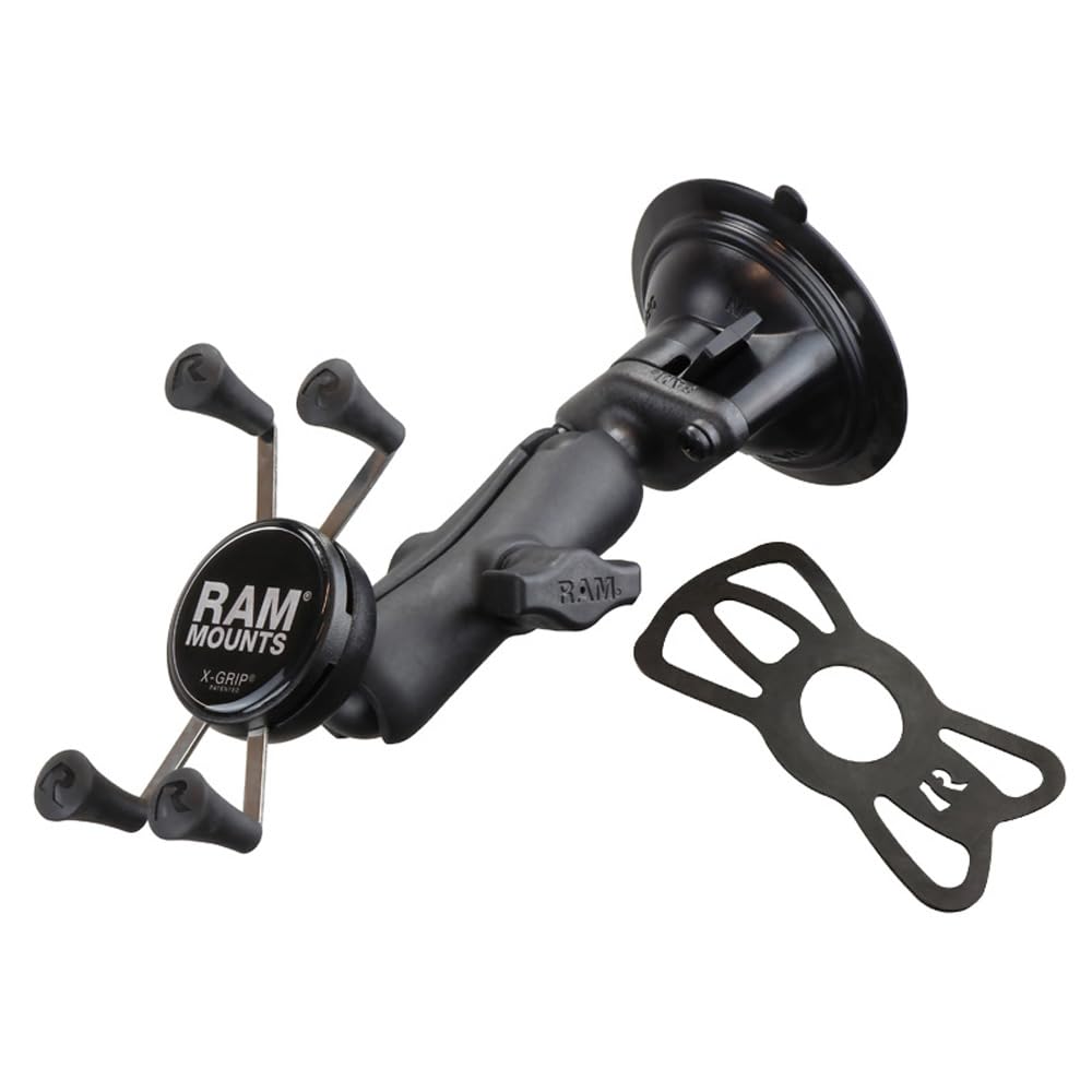 RAM MOUNTS X-Grip Windshield Phone Mount with Twist-Lock Suction Cup Base, Universal Car & Truck Smartphone Holder, B Size Medium Arm - RAP-B-166-UN7U