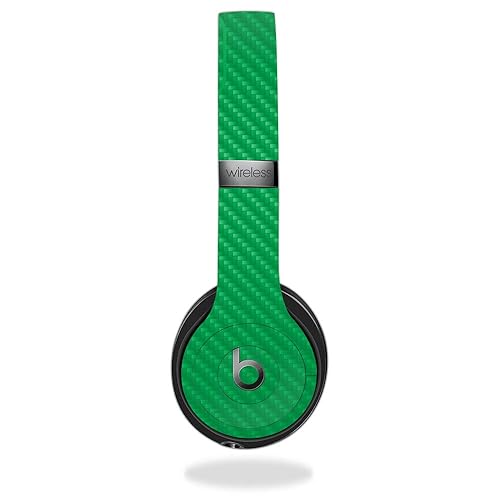 MightySkins Carbon Fiber Skin for Beats by Dr. Dre Solo 3 Wireless - Solid Green | Protective, Durable Textured Carbon Fiber Finish | Easy to Apply…
