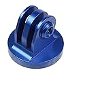 NovelGoal CNC Aluminium Small Tripod Mount Adapter with Thread Screw for HD Hero 9 8 7 6 5 4 Session 2 3 Action Cameras (Blue Adapter)