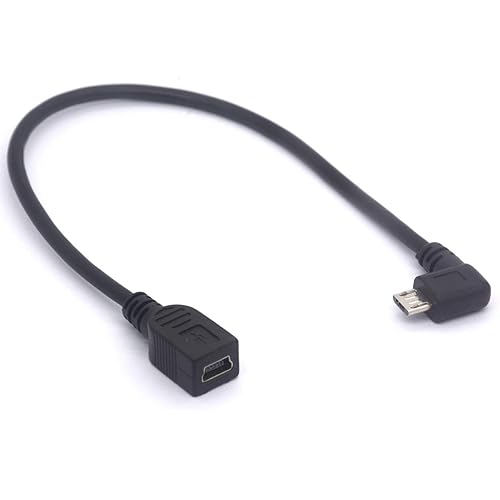 PIIHUSW Right Angle Micro USB to Mini USB Female Cable Extender - 90 Degree B Micro USB Male to Mini Female Connector Adapter for MP3 Camera…