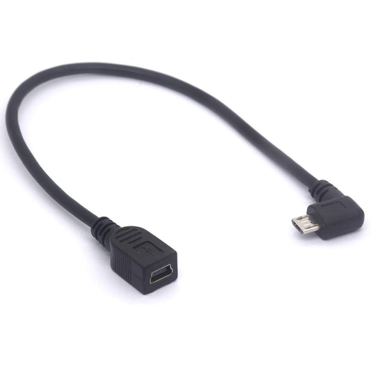 PIIHUSW Right Angle Micro USB to Mini USB Female Cable Extender - 90 Degree B Micro USB Male to Mini Female Connector Adapter for MP3 Camera…