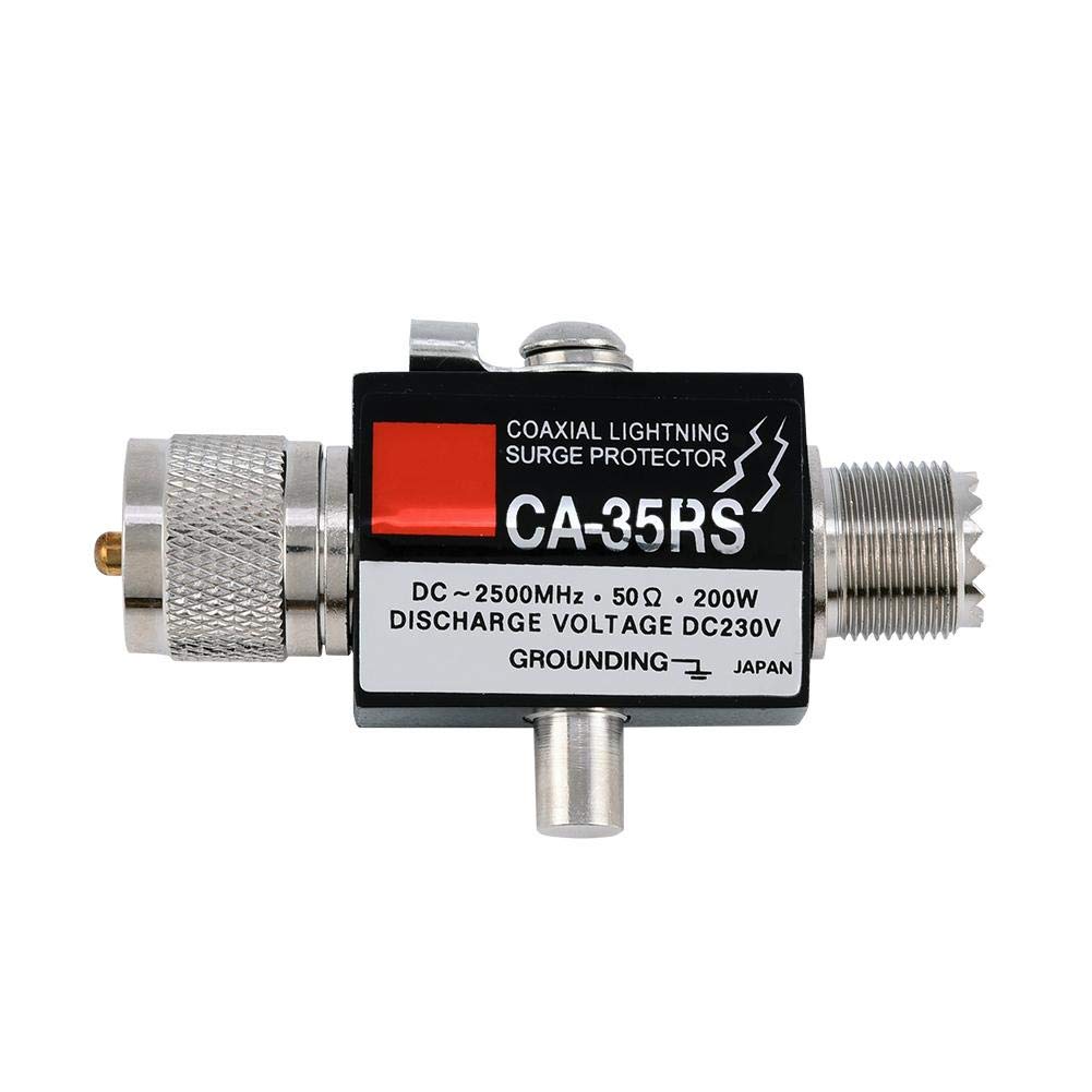 Tosuny CA-35RS 50? 200W Coaxial Lightning Surge Protector/Arrestor DC 230V Full Lightning Protection Male to Female UHF/UHF Connector
