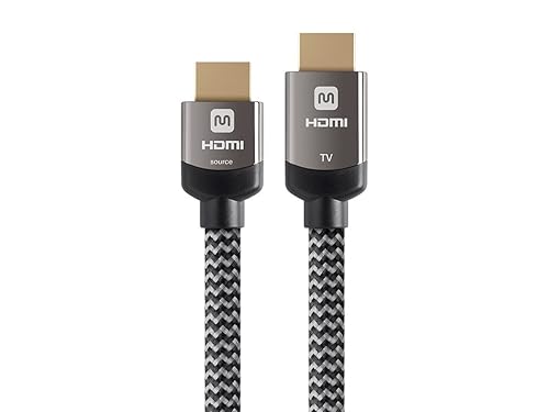 Monoprice 4K High Speed HDMI Cable - Braided - 4K@60Hz, 18Gbps, HDR, CL3 In-Wall Rated, 35ft, Grey