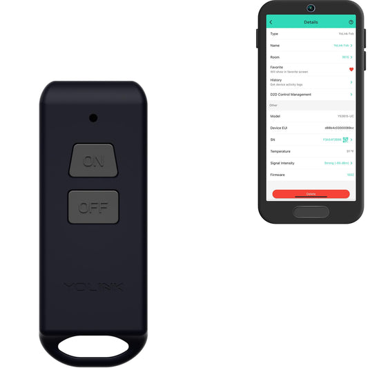 YoLink Mini On/Off Fob, Programmable, Rechargeable Smart Fob, Up to 1/4 Mile Range, Controls Up to 128 YoLink Devices (Plugs, Switches, Relays