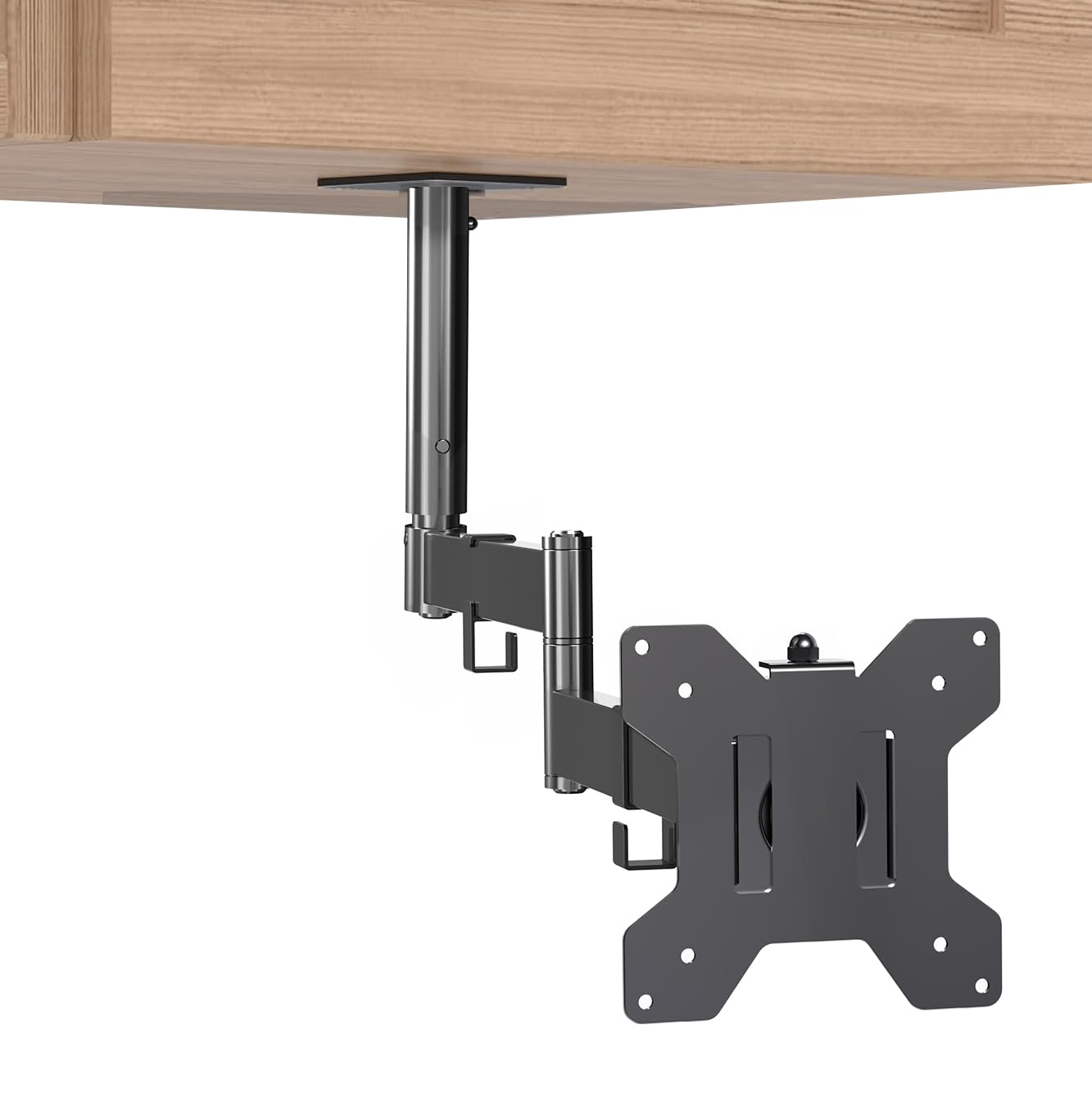 VIVO Under Cabinet Articulating 13 to 27 inch Single Monitor and Small TV Mount, Height Adjustable Long Extension Arm, Max VESA 100x100, Black