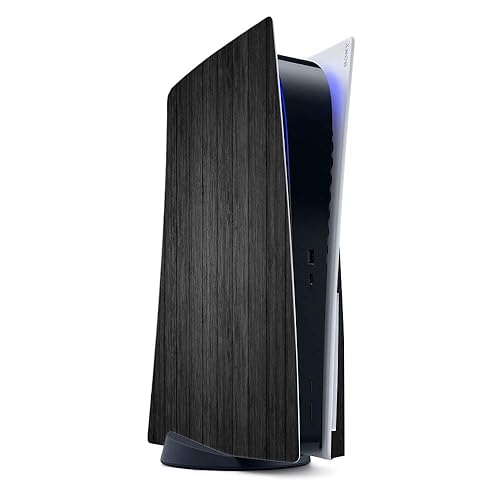 MightySkins Gaming Skin for PS5 / PlayStation 5 - Black Wood | Protective Viny wrap | Easy to Apply and Change Style | Made in The USA