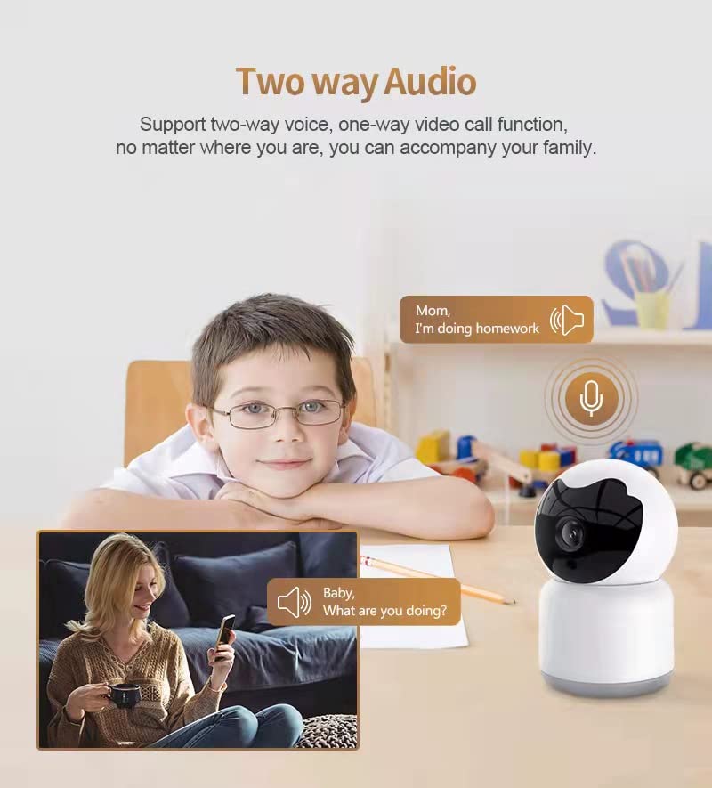 Bawofu Home Security Camera, Tuya 3MP Indoor Pan-Tilt Smart Camera for Baby & Pet with Motion Tracking, 2-Way Audio, IR Night Vision, Siren