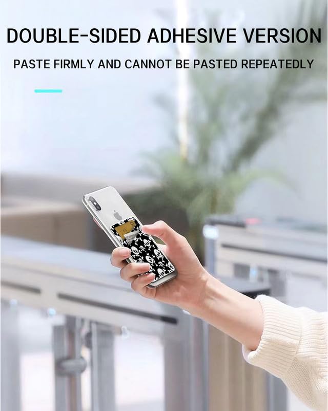 UJHMNO Phone Card Holder, Dual Pocket Leather Phone Wallet for Women and Men, 3M Adhesive Sticker on, Credit Card Holder for Phone Case Compatible