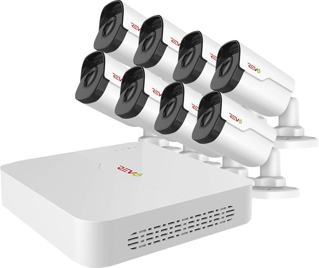 REVO America America Ultra HD 8 Ch. 2TB HDD IP NVR Video Surveillance System, 8 x 4MP IP Bullet Security Cameras - Remote Access via Smart Phone