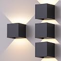 BYHOIY 4 Pack Outdoor Wall Sconces, Modern Square Up and Down Exterior Wall Lights, 12W LED Porch Light Fixtures, IP65 Waterproof Black Wall Mount