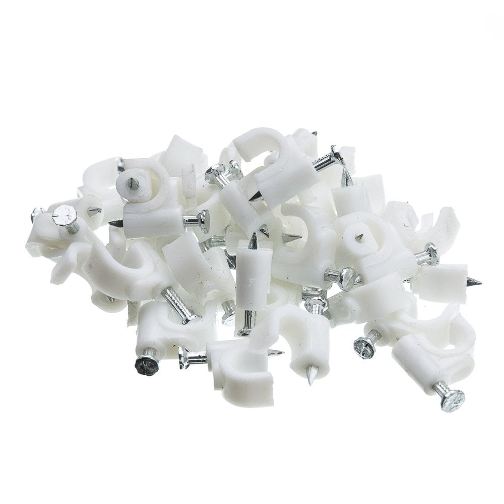 CableWholesale RG6 Cable-Clip, White, 100 Pieces per Bag (200-961)