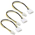 lilila-ree 3-Pack LP4 Molex Male to ATX 4 pin Male Auxiliary Power Adapter Cable 9.5-inch (24cm), Black
