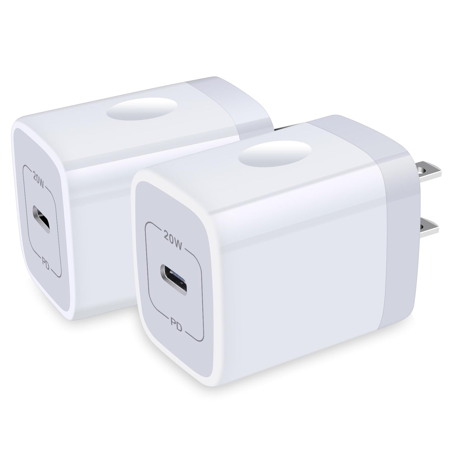 USB C Wall Charger,2Pack 20W USB C Block PD Fast Charger Type C Wall Adapter for iPhone 16 15 14 13 12 11 Pro Max,SE,8 7 6 Plus,iPad,Samsung Galaxy