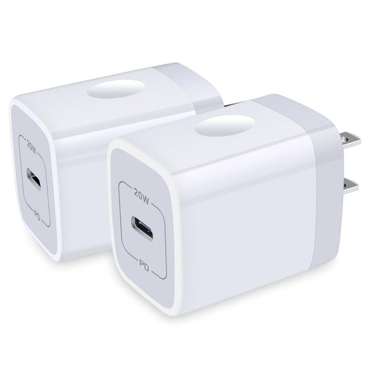USB C Wall Charger,2Pack 20W USB C Block PD Fast Charger Type C Wall Adapter for iPhone 16 15 14 13 12 11 Pro Max,SE,8 7 6 Plus,iPad,Samsung Galaxy