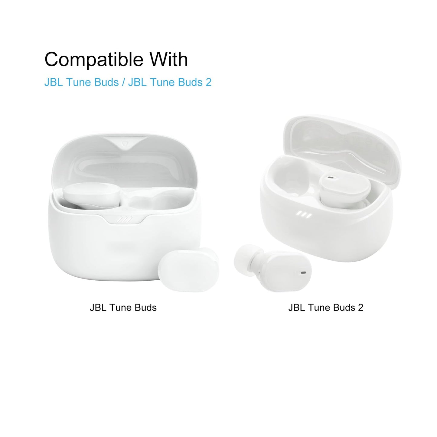 Replacement Earbuds Tips for JBL Tune Buds, JBL Tune Buds 2, Silicone Eartips, 3 Pairs (S/M/L) White