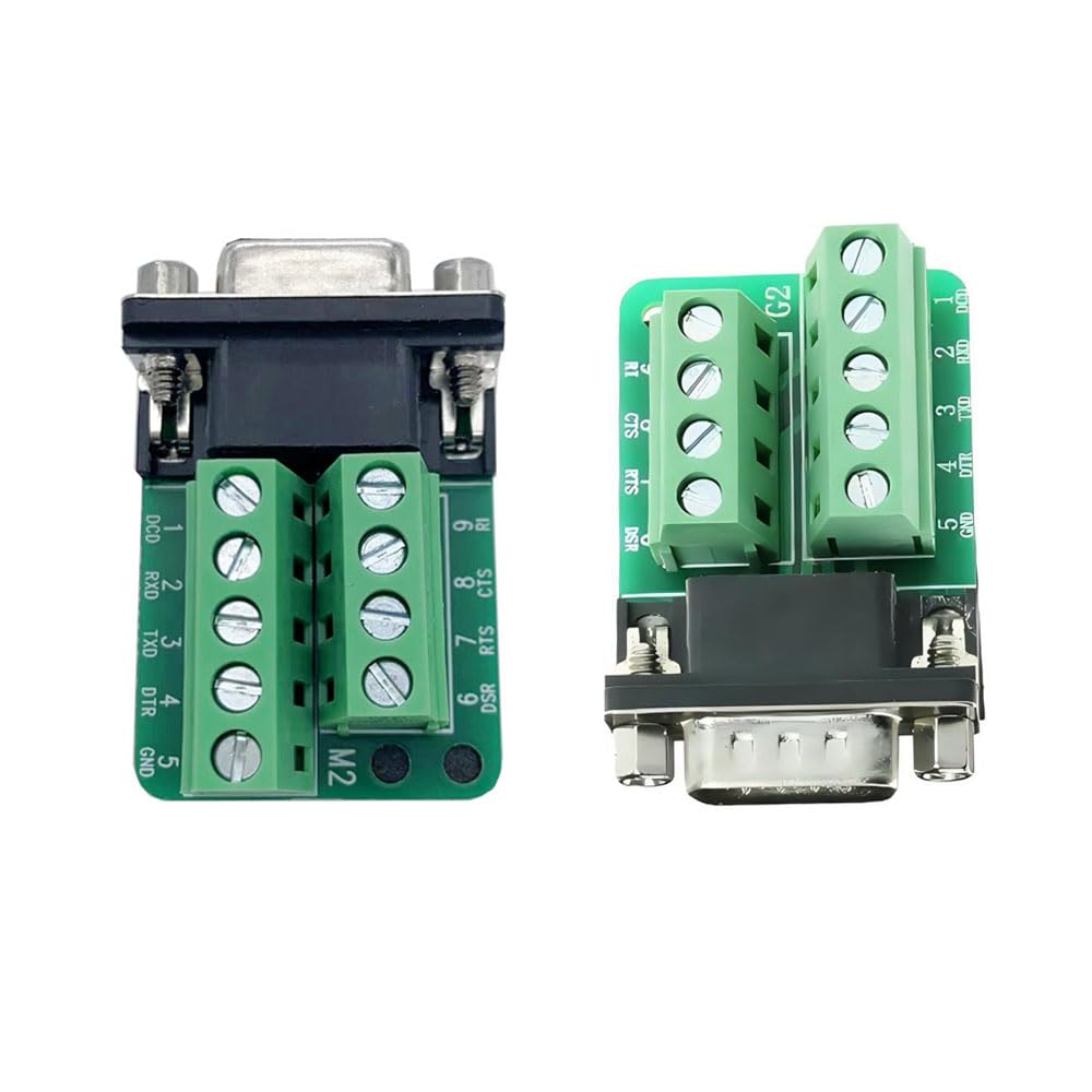 Willwewon DB9 D-SUB 9pin Breakout Adapter Plate Connector,RS232 Serial to Terminal Board Signal Module(Male x 5, Female x 5)