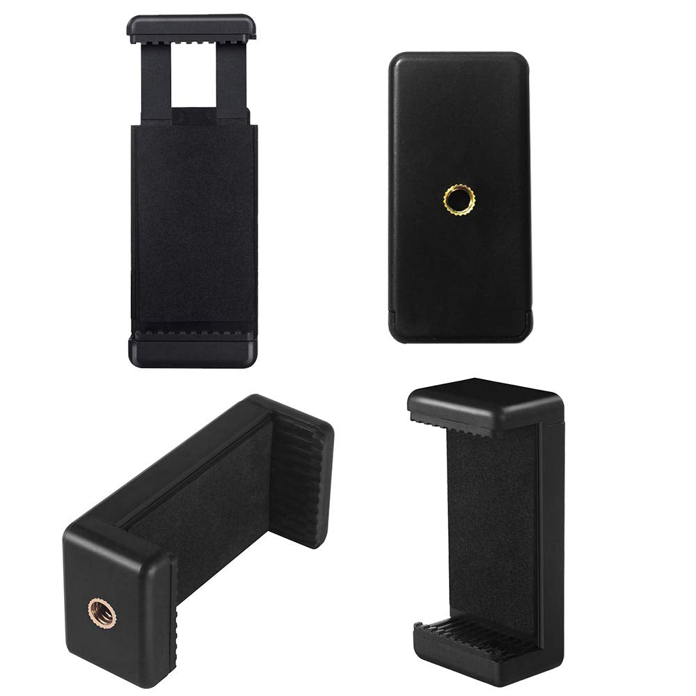 Acuvar Universal Tripod Smartphone Mounts with Dual Mounting Points for iPhone, Android, and All Smartphones up to 3.5" Wide + Microfiber Cloth (2