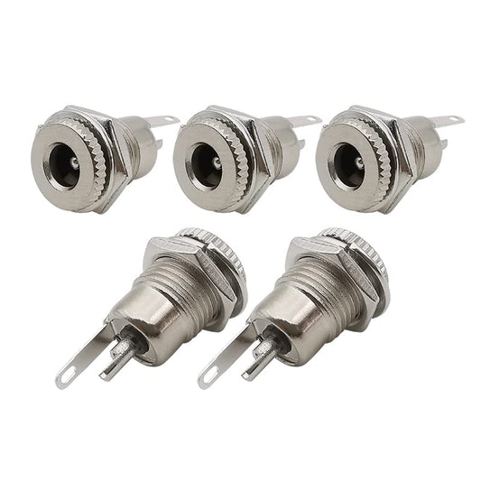 VizGiz 5 Pack 5.5mm x 2.1mm Female Socket Panel Mount Connector 5.5x2.1mm DC-099 Power Supply Jack Terminal Plug Adapter Replacement Repair Parts