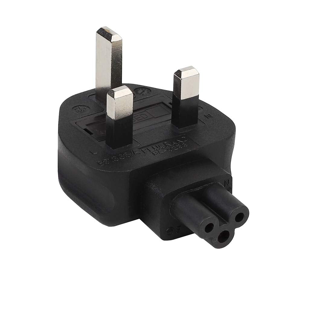 Tekit UK 3 Pole Male to IEC 320 C5 AC Power Adapter with 3A Fuse,UK BS1363 to IEC320 C5 PDU/UPS Server, UK Plug. Britain Converter (UK to C5)