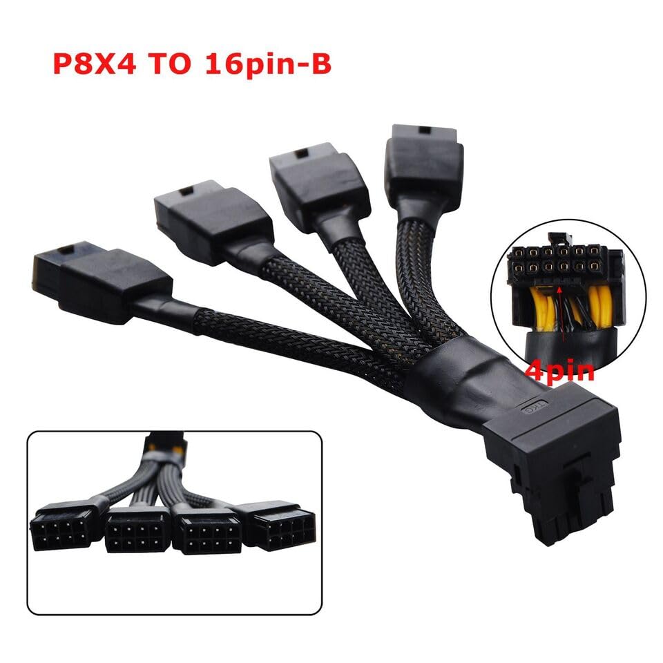 lilila-ree 12VHPWR 16 Pin 12+4 pin GPU Cable to 4X 8 Pin PCIe 5.0 Extension 90 Degree Angle Sleeved Adapter for GeForce RTX 4090 4080 4070Ti 3090Ti