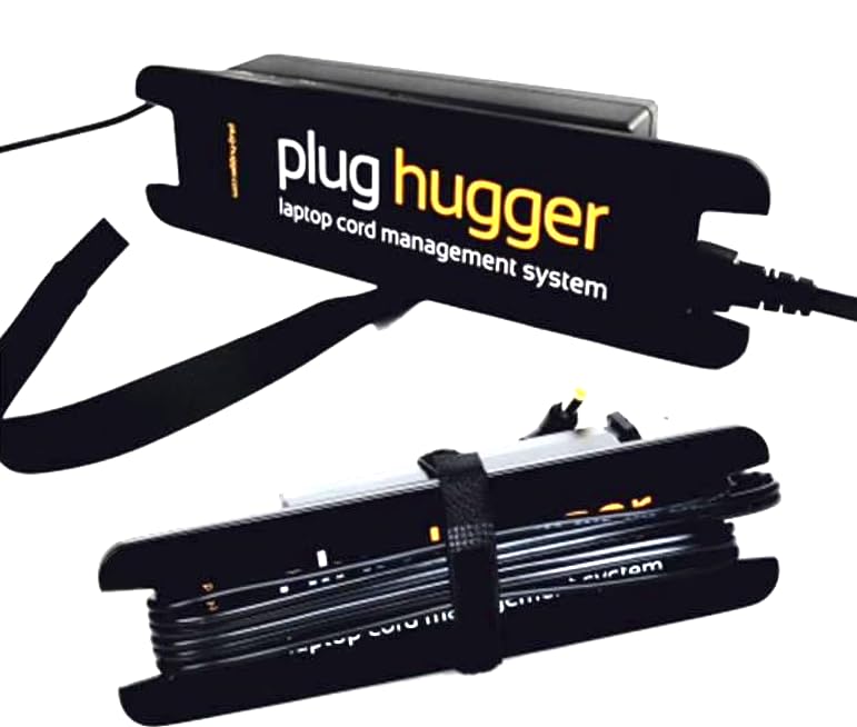 Plug Hugger Cable Organizer - Laptop & AC Charger Cord Management System with Hook-and-Loop Strap - Tangle-Free Charger Storage for Laptops, Phones