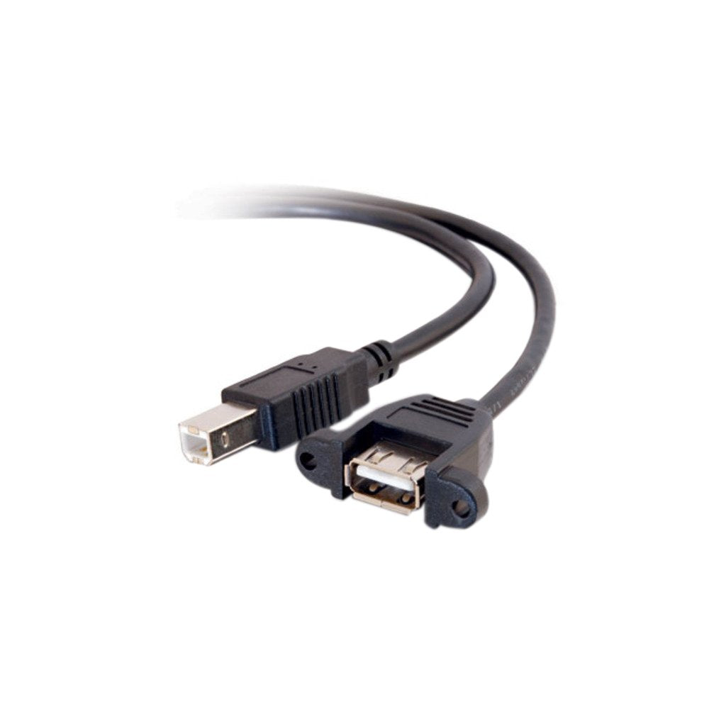 C2G Legrand USB A to B Cable, Female to Male USB Cable, USB 2.0 Cable, 2 Foot Data Transfer Cable, Black USB Cord, 1 Count, C2G 28068