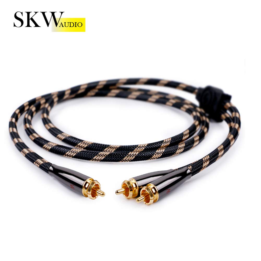 SKW RCA Y Splitter Cable 1 Male to 2 Male Subwoofer Cord, BG Series Ultra-high Purity Copper RCA Y Cable with OD 7.0mm, Multiple Shield Stereo Audio