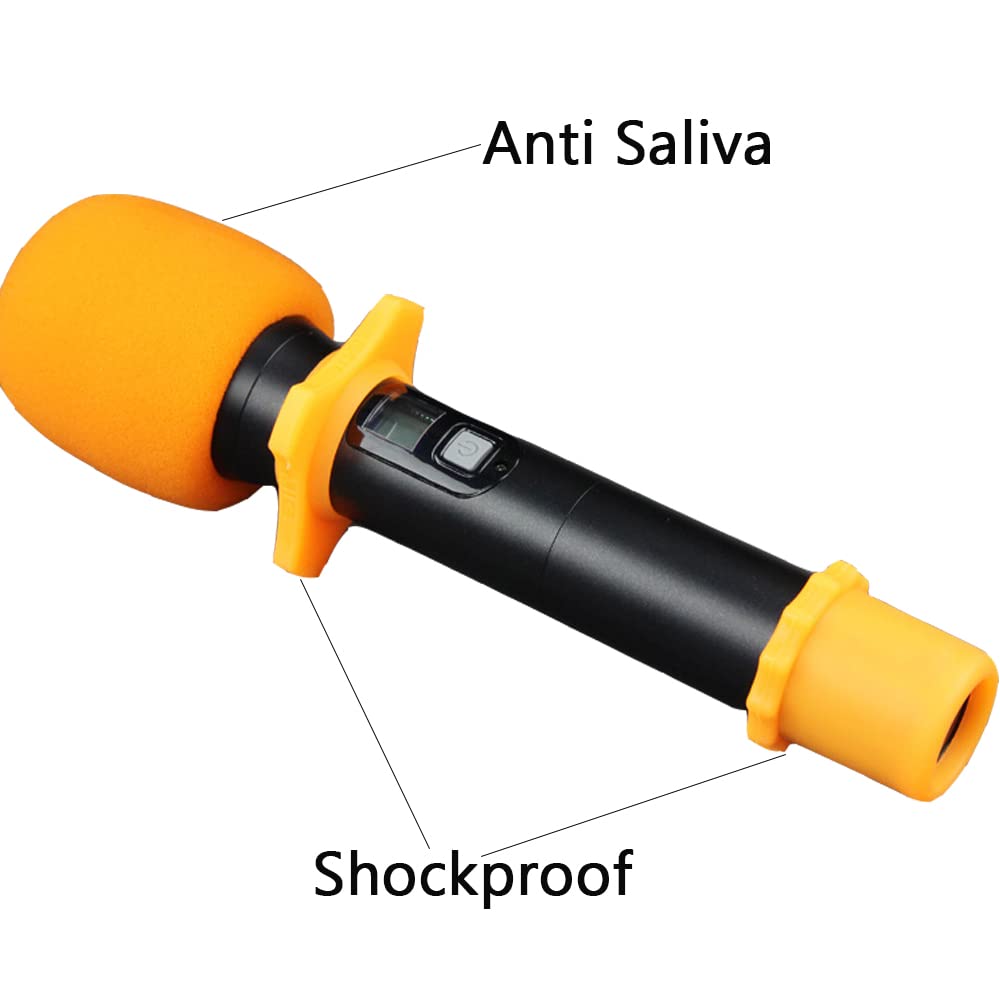 Qtopun 6 Set Microphone Protection Foam, 6 Shakeproof Anti-Rolling Wireless Handheld Microphone Windscreen Foam Cover 6 Protection Silicone Ring 6