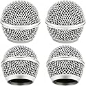 4 PCS Replacement Grilles for Shure Wired and Wireless SM58, Beta58A, SV100 Microphones, Microphone Grille Ball with Inner Foam, Steel Mesh Microphone