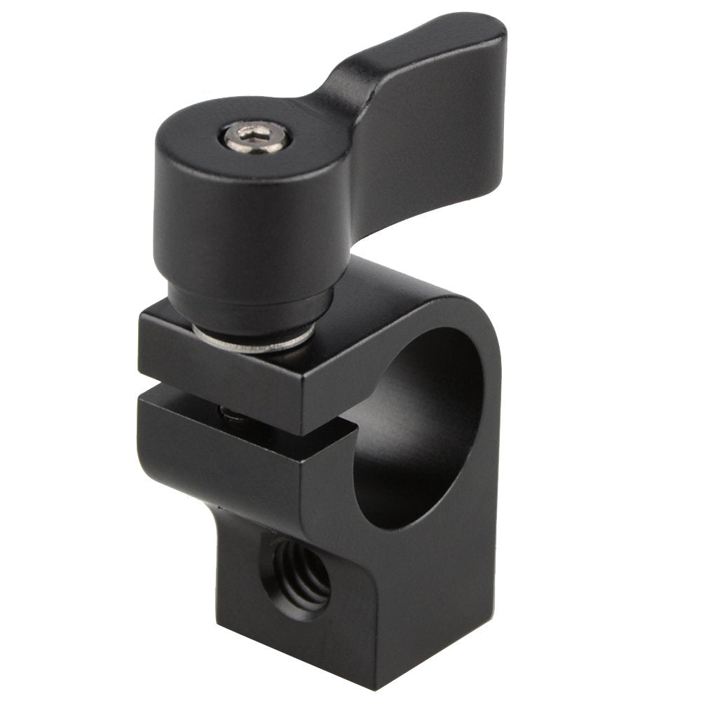 CAMVATE 15mm Single Rod Clamp with Two 1/4"-20 Screw Hole for Camera DSLR Rail System(Black) - 1440