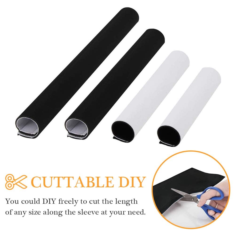120" Neoprene Cable Management Organizer, Reversible Flexible Cuttable DIY Hole Cord Hider Cover Sleeve for Office TV Computer Home Desk Protect Wires
