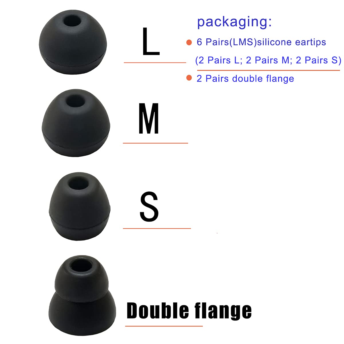 Luckvan Silicone Earbuds Tips for Powerbeats Pro & 2/3 Replacement Eartips 8 Pairs L/M/S Double Flange Rubber Ear Tips