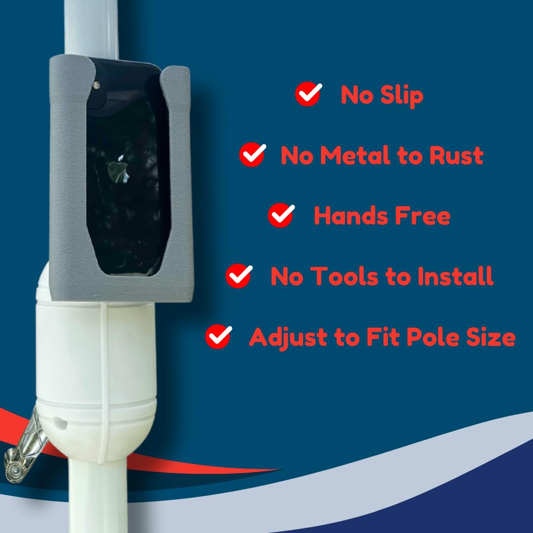 Chatelet Universal Strap-On Phone Holder Mount | Attaches to Boat Rails, Golf Carts, Strollers, Wheelchairs, Bikes, Scooters & Fitness Equipment |