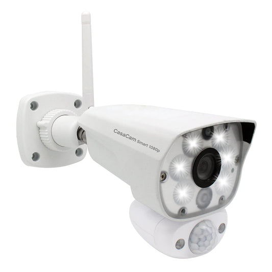 CasaCam Wireless Outdoor Security Camera with Floodlight | 1080p WiFi Camera | No Monthly Fee Reuqired | 24/7 Recording, Two-Way Audio, Deterrent