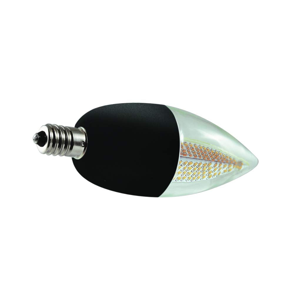 Euri Lighting Flickering Flame Bulb, ECA9.5-2120fcb, Decorative CA9.5 Candelabra E12 Base, Warm White 1800K, Non-Dim, 1W (6W Equivalent), 80lm, Black