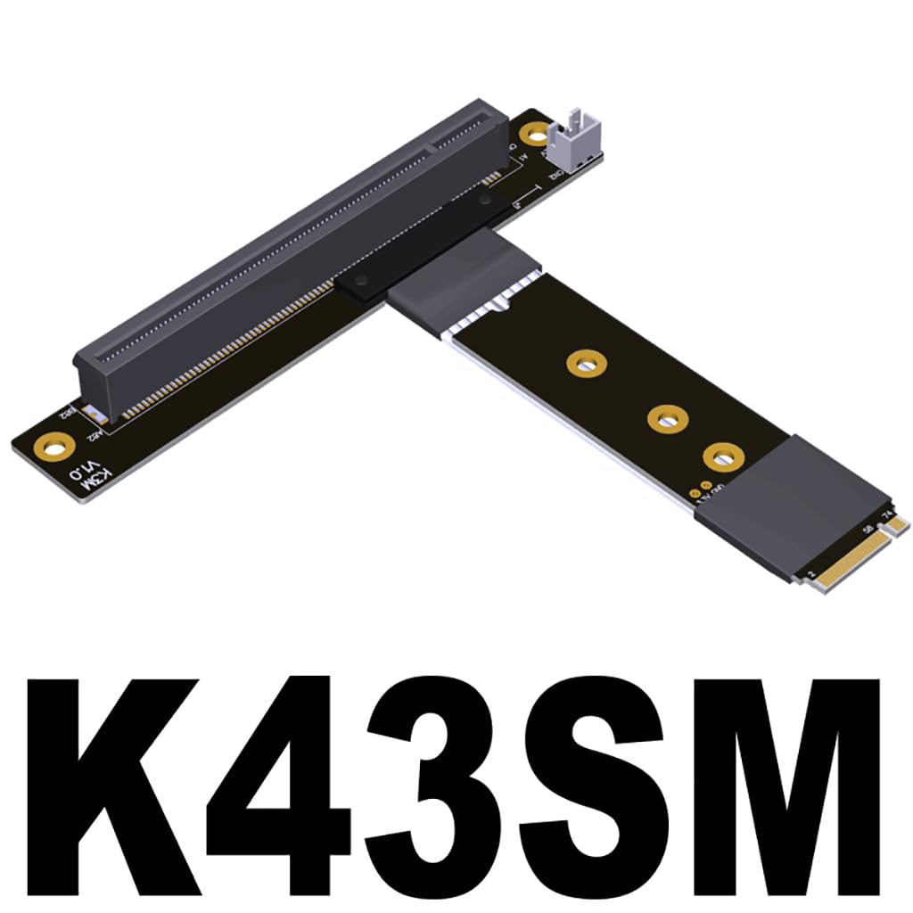 JMT M.2 NGFF NVMe to PCIE x16 Extension Cable 64G/BPS for STX Motherboard Graphics Card M.2(Ultra SSD, M-Key) NVMe Slot Extension (15cm,K43SM)