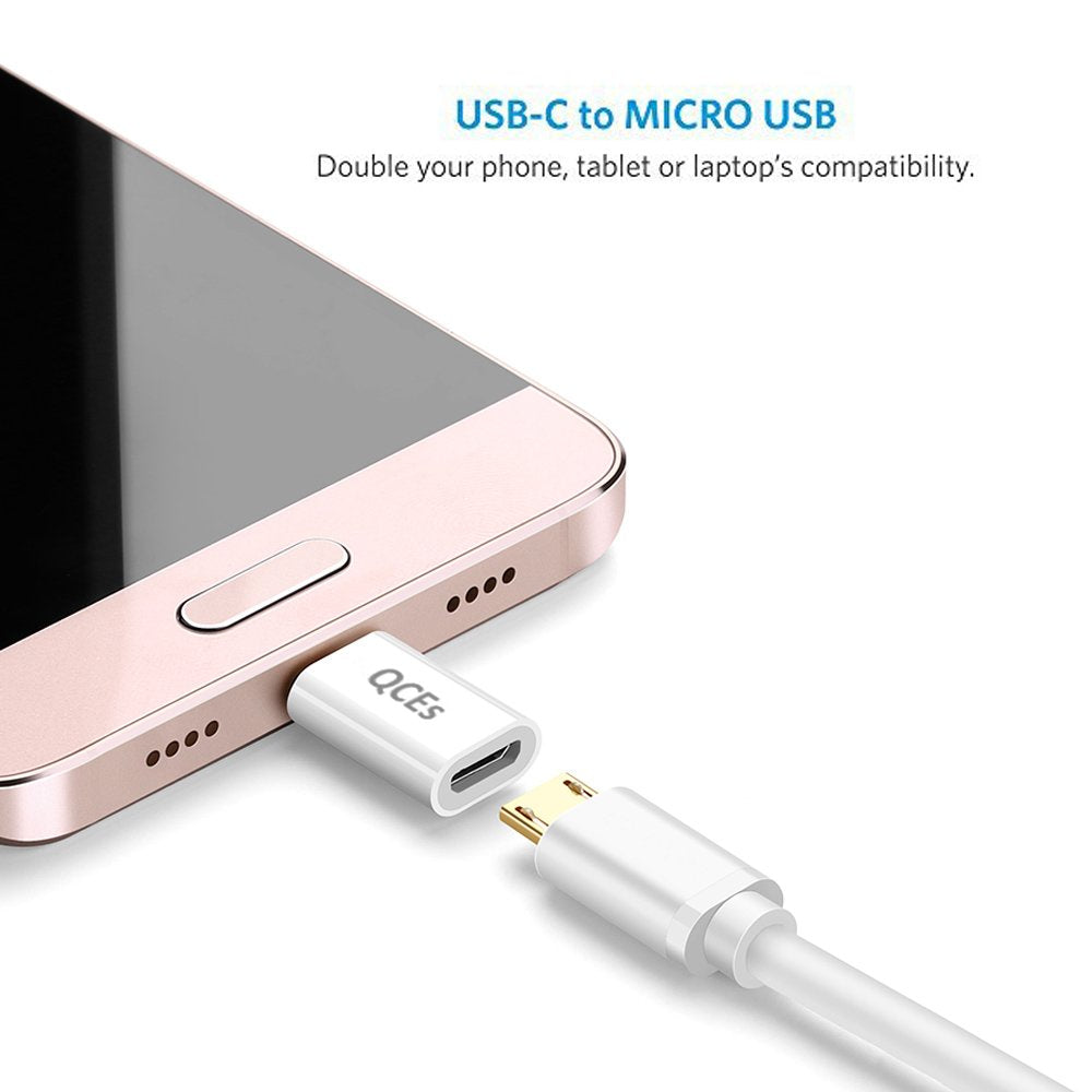 QCEs Micro USB to USB C Adapter 4Pack, Micro USB Female to USB-C Male OTG Adapter Fast Charging Compatible with iPhone 15 Pro Plus, Samsung Galaxy…