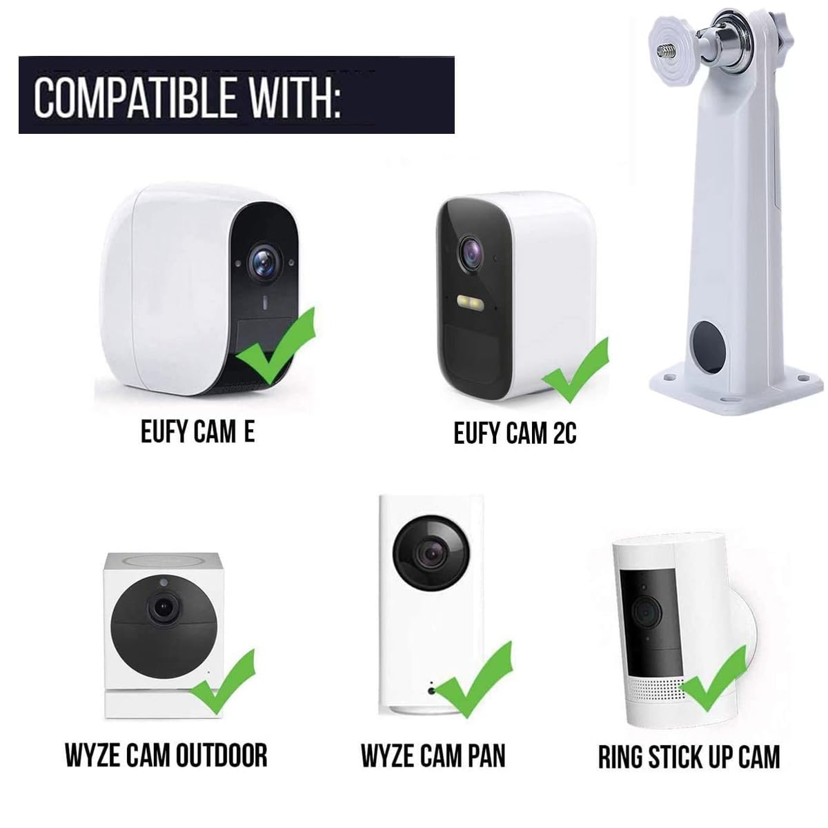 PCUORLEORS Surveillance Security Camera Mount Bracket,Aluminum Alloy Mount Compatible with Arlo, Arlo Pro 2 3, Arlo Ultra CCTV Camera and Other